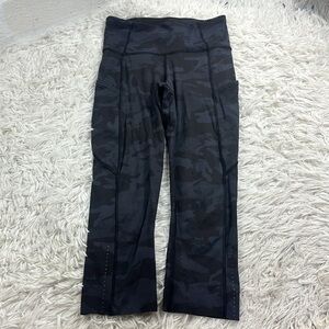 Lululemon Fast & Free Crop II *Nulux 19" Incognito Camo Multi Grey